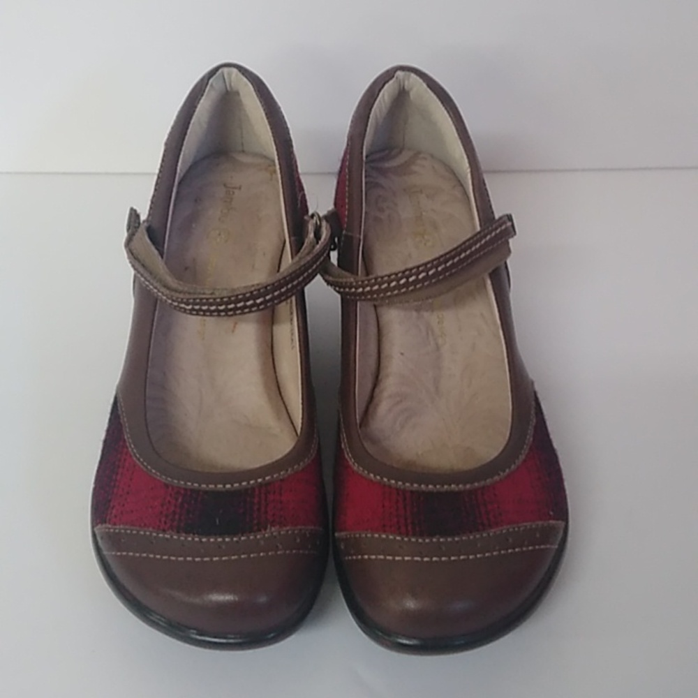 Jambu red plaid sport wedge design shoes